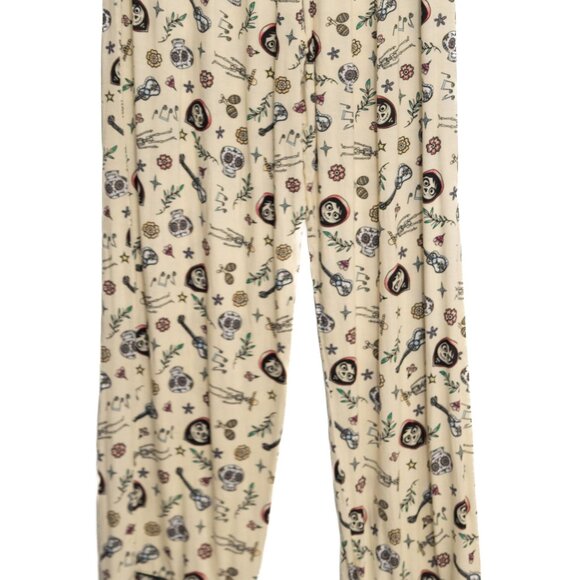 Disney Size L Dia De Los Muertos Skull & Guitar Print Soft Lounge Pajama Pants - Picture 8 of 8